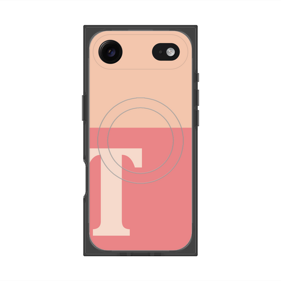 プレミアムスクエアケース with MagSafe［ オリジナル - initial two tone - T pink ］