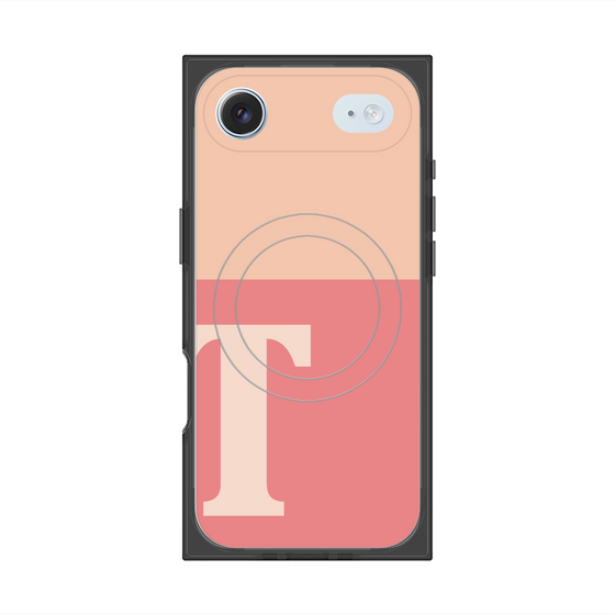 プレミアムスクエアケース with MagSafe［ オリジナル - initial two tone - T pink ］
