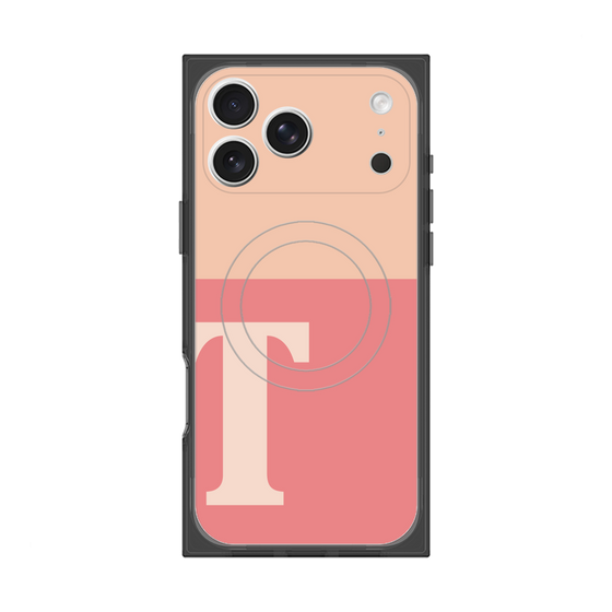 プレミアムスクエアケース with MagSafe［ オリジナル - initial two tone - T pink ］