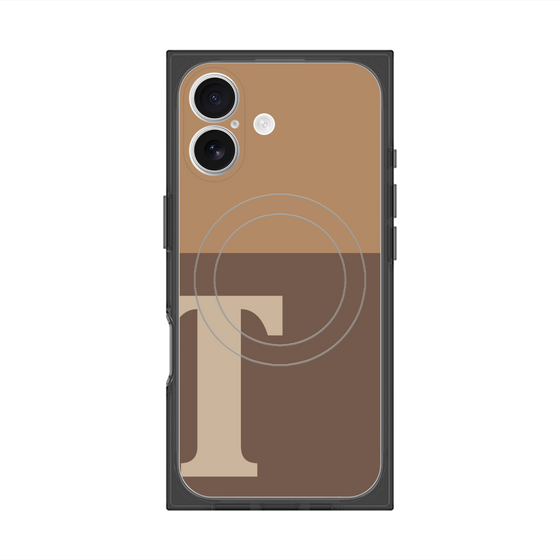 プレミアムスクエアケース with MagSafe［ オリジナル - initial two tone - T brown ］