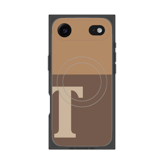 プレミアムスクエアケース with MagSafe［ オリジナル - initial two tone - T brown ］