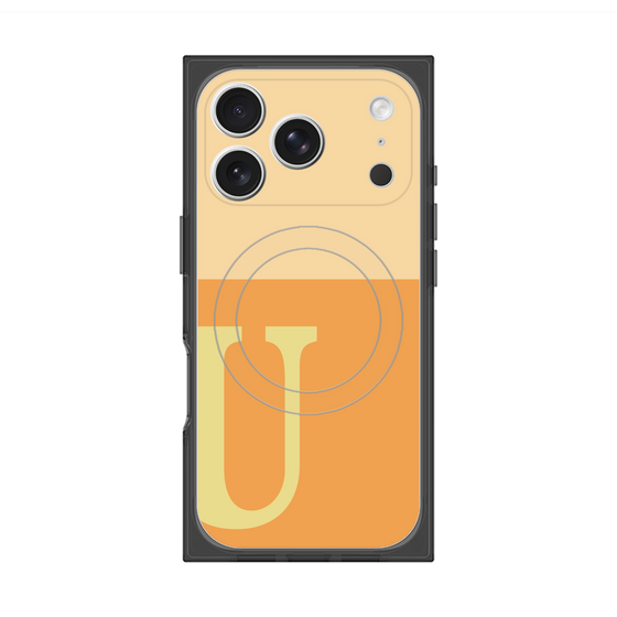 プレミアムスクエアケース with MagSafe［ オリジナル - initial two tone - U orange ］