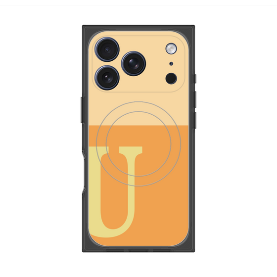 プレミアムスクエアケース with MagSafe［ オリジナル - initial two tone - U orange ］