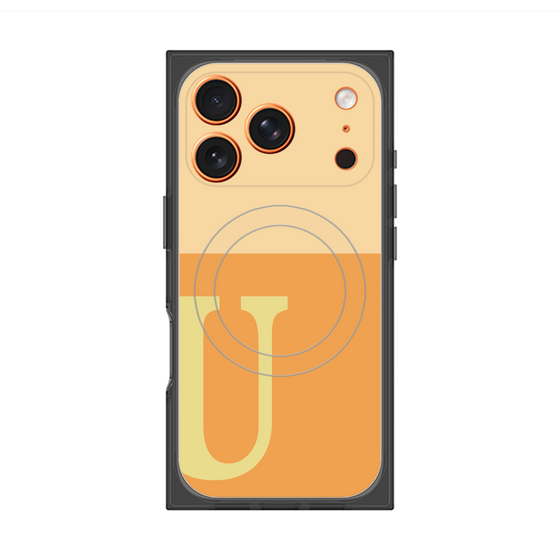 プレミアムスクエアケース with MagSafe［ オリジナル - initial two tone - U orange ］