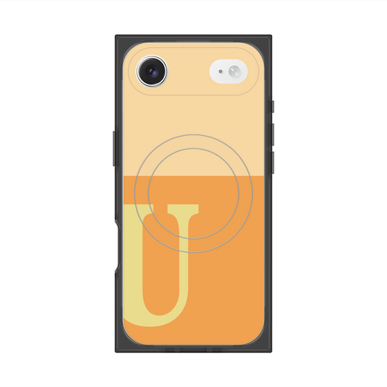 プレミアムスクエアケース with MagSafe［ オリジナル - initial two tone - U orange ］