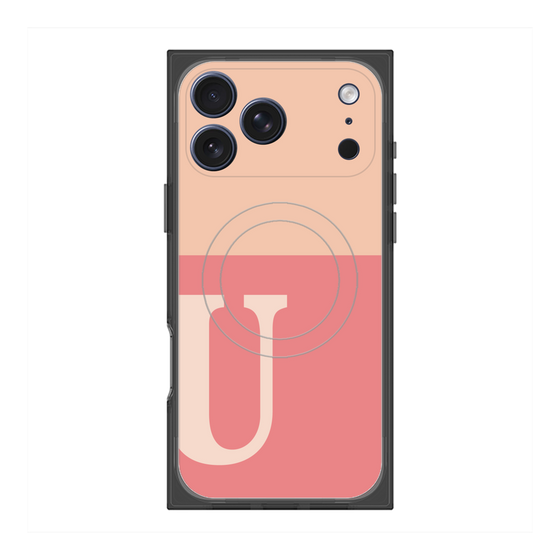 プレミアムスクエアケース with MagSafe［ オリジナル - initial two tone - U pink ］