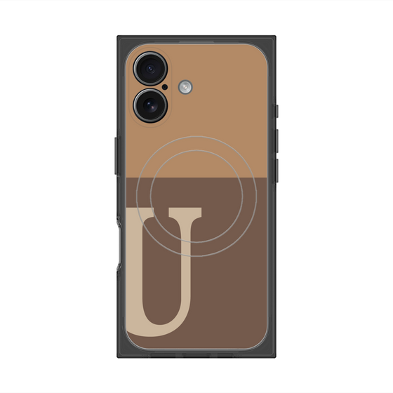 プレミアムスクエアケース with MagSafe［ オリジナル - initial two tone - U brown ］