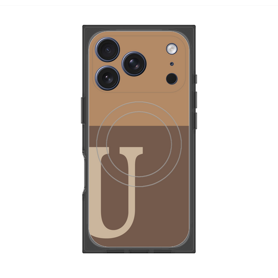 プレミアムスクエアケース with MagSafe［ オリジナル - initial two tone - U brown ］