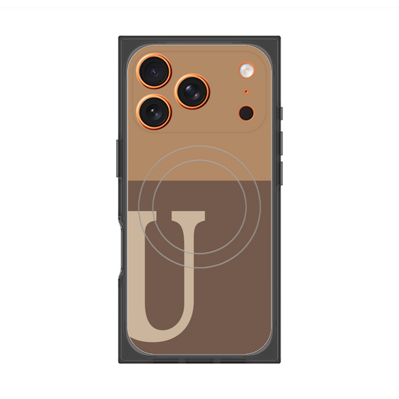 プレミアムスクエアケース with MagSafe［ オリジナル - initial two tone - U brown ］