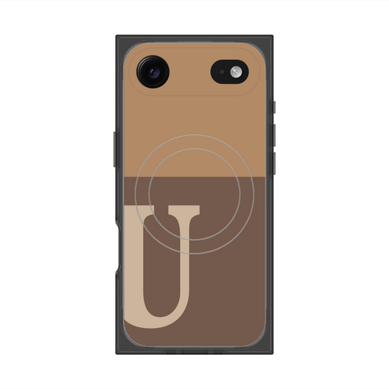 プレミアムスクエアケース with MagSafe［ オリジナル - initial two tone - U brown ］