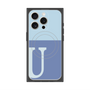 プレミアムスクエアケース with MagSafe［ オリジナル - initial two tone - U blue ］