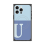 プレミアムスクエアケース with MagSafe［ オリジナル - initial two tone - U blue ］