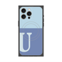 プレミアムスクエアケース with MagSafe［ オリジナル - initial two tone - U blue ］