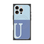 プレミアムスクエアケース with MagSafe［ オリジナル - initial two tone - U blue ］