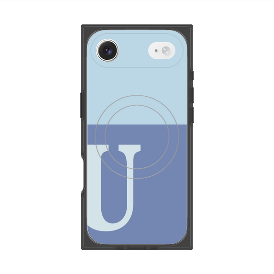 プレミアムスクエアケース with MagSafe［ オリジナル - initial two tone - U blue ］