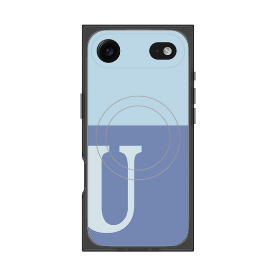 プレミアムスクエアケース with MagSafe［ オリジナル - initial two tone - U blue ］