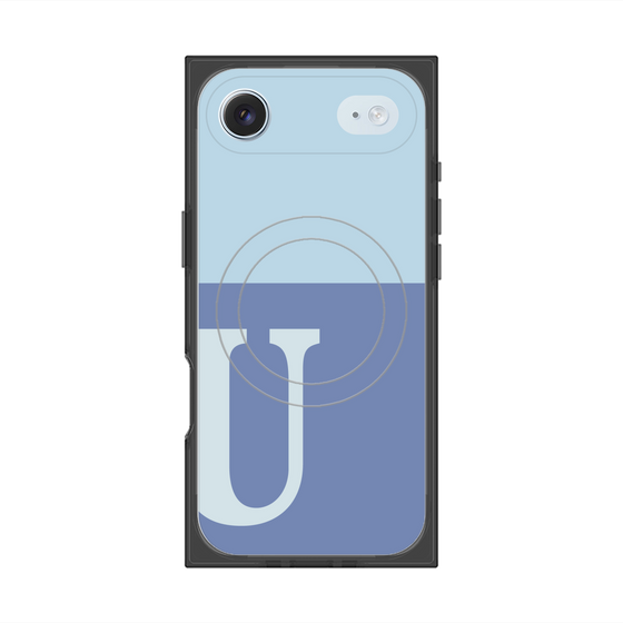 プレミアムスクエアケース with MagSafe［ オリジナル - initial two tone - U blue ］