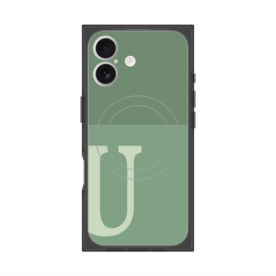 プレミアムスクエアケース with MagSafe［ オリジナル - initial two tone - U green ］