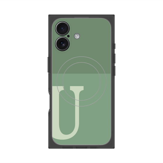プレミアムスクエアケース with MagSafe［ オリジナル - initial two tone - U green ］