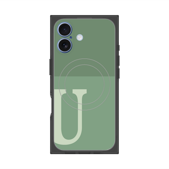 プレミアムスクエアケース with MagSafe［ オリジナル - initial two tone - U green ］