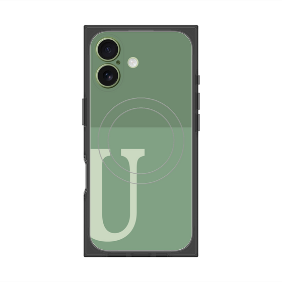 プレミアムスクエアケース with MagSafe［ オリジナル - initial two tone - U green ］