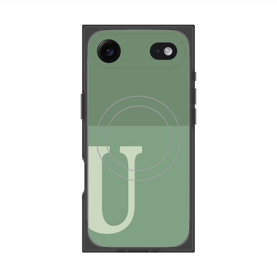 プレミアムスクエアケース with MagSafe［ オリジナル - initial two tone - U green ］