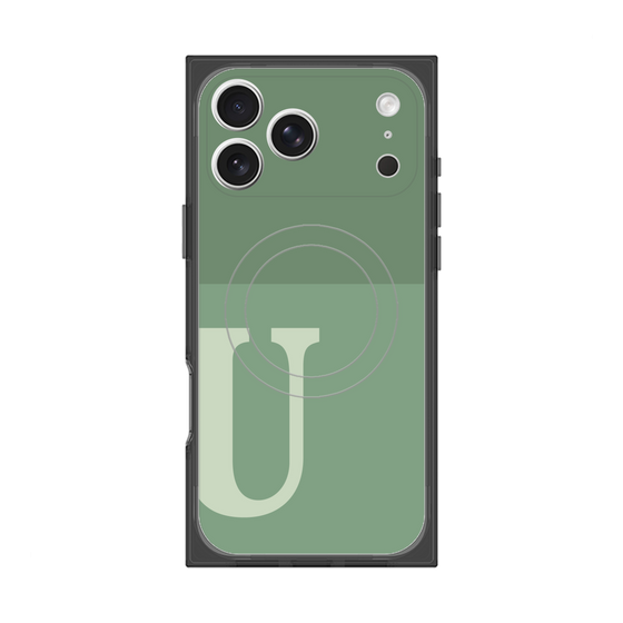 プレミアムスクエアケース with MagSafe［ オリジナル - initial two tone - U green ］