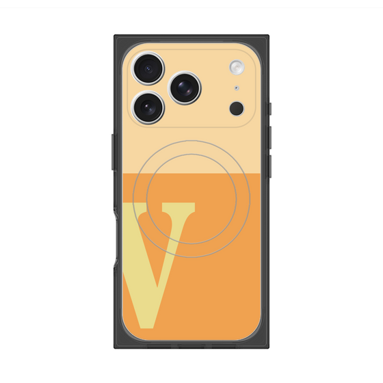 プレミアムスクエアケース with MagSafe［ オリジナル - initial two tone - V orange ］