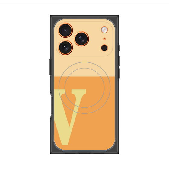 プレミアムスクエアケース with MagSafe［ オリジナル - initial two tone - V orange ］