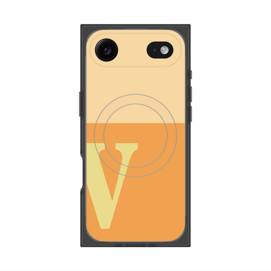 プレミアムスクエアケース with MagSafe［ オリジナル - initial two tone - V orange ］