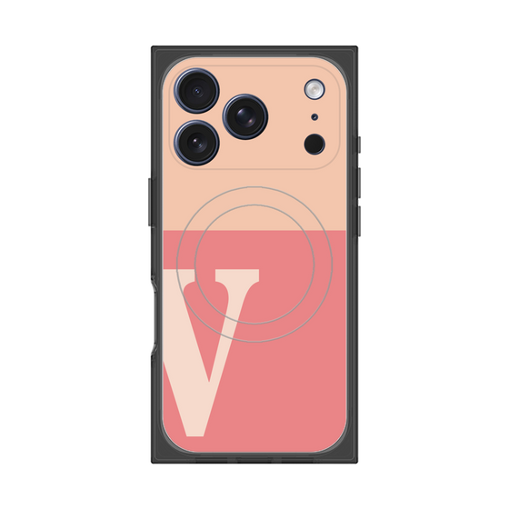 プレミアムスクエアケース with MagSafe［ オリジナル - initial two tone - V pink ］