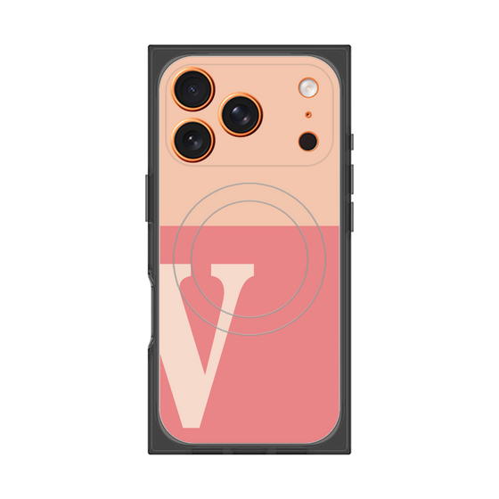 プレミアムスクエアケース with MagSafe［ オリジナル - initial two tone - V pink ］