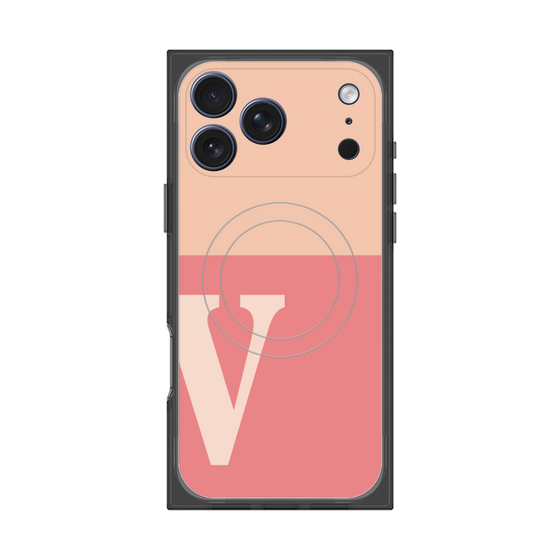 プレミアムスクエアケース with MagSafe［ オリジナル - initial two tone - V pink ］