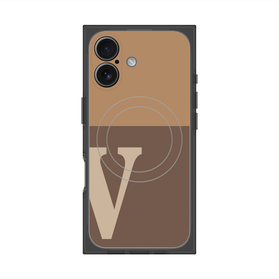 プレミアムスクエアケース with MagSafe［ オリジナル - initial two tone - V brown ］