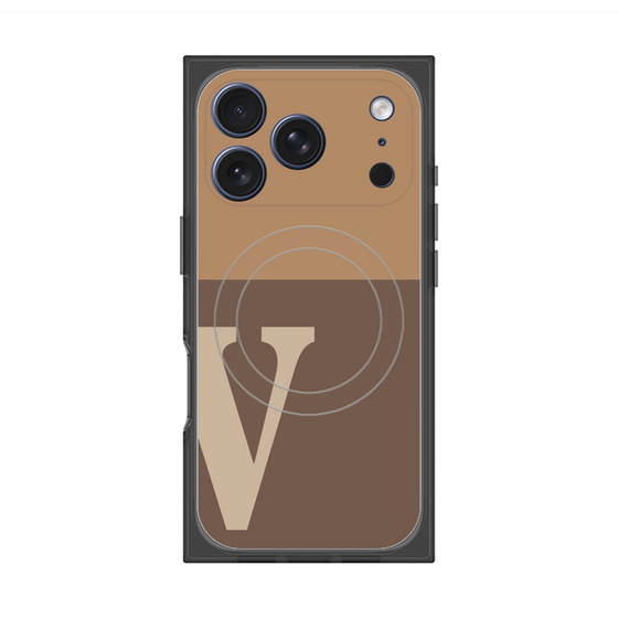 プレミアムスクエアケース with MagSafe［ オリジナル - initial two tone - V brown ］