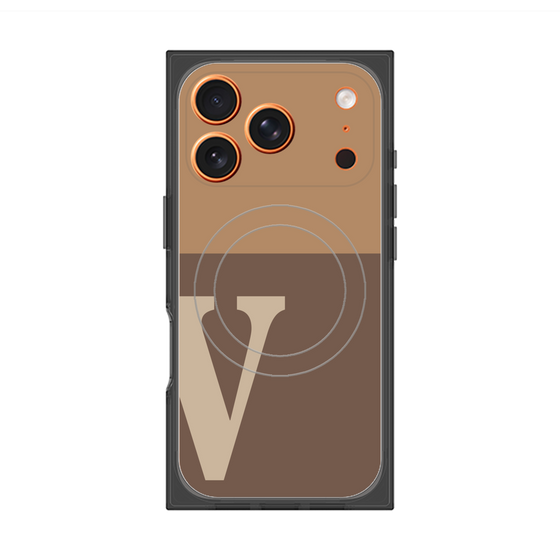 プレミアムスクエアケース with MagSafe［ オリジナル - initial two tone - V brown ］