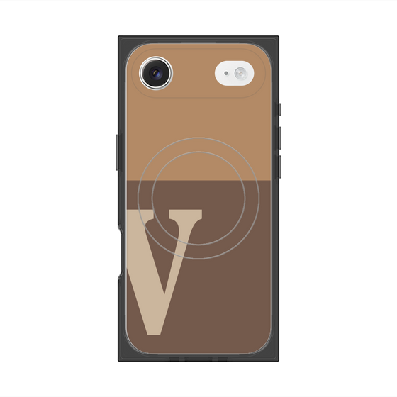 プレミアムスクエアケース with MagSafe［ オリジナル - initial two tone - V brown ］