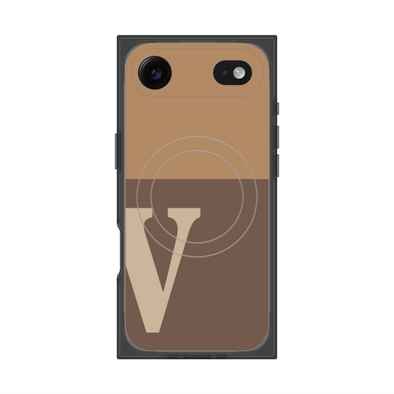 プレミアムスクエアケース with MagSafe［ オリジナル - initial two tone - V brown ］