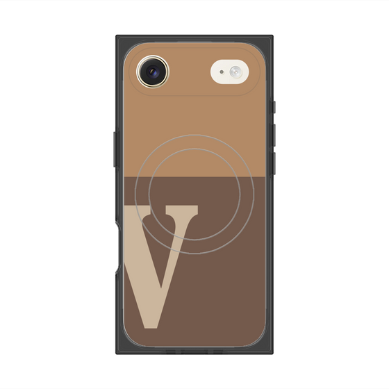 プレミアムスクエアケース with MagSafe［ オリジナル - initial two tone - V brown ］