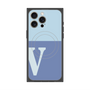 プレミアムスクエアケース with MagSafe［ オリジナル - initial two tone - V blue ］