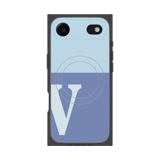 プレミアムスクエアケース with MagSafe［ オリジナル - initial two tone - V blue ］