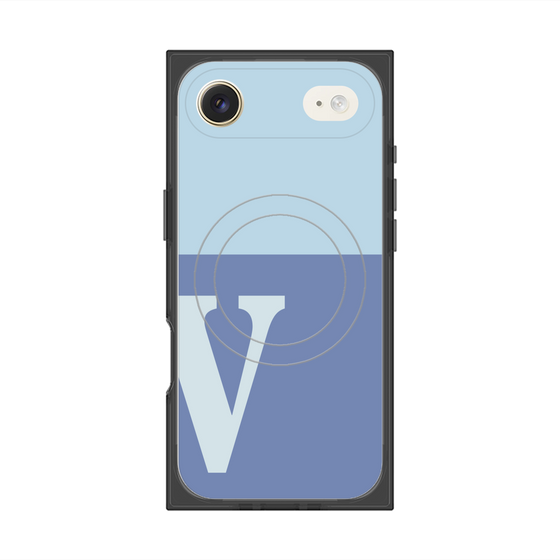 プレミアムスクエアケース with MagSafe［ オリジナル - initial two tone - V blue ］
