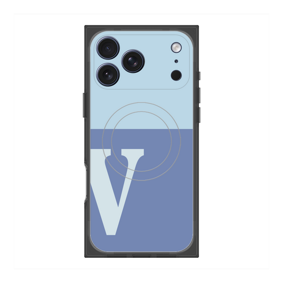プレミアムスクエアケース with MagSafe［ オリジナル - initial two tone - V blue ］
