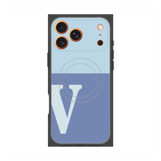 プレミアムスクエアケース with MagSafe［ オリジナル - initial two tone - V blue ］