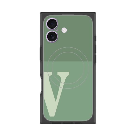 プレミアムスクエアケース with MagSafe［ オリジナル - initial two tone - V green ］
