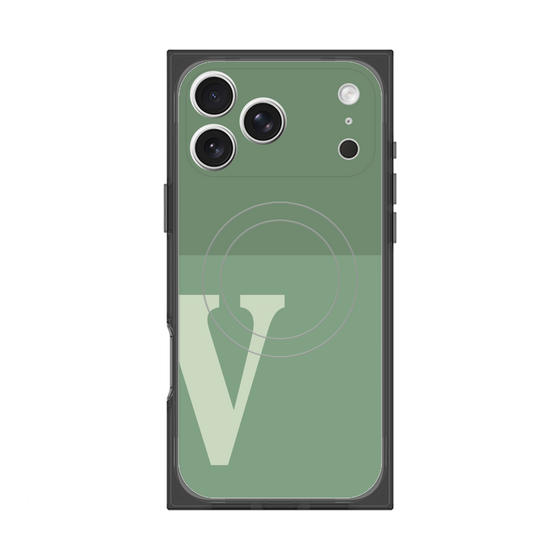 プレミアムスクエアケース with MagSafe［ オリジナル - initial two tone - V green ］