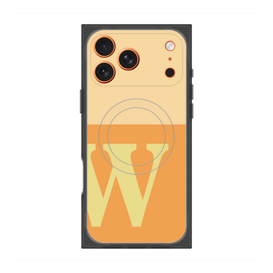 プレミアムスクエアケース with MagSafe［ オリジナル - initial two tone - W orange ］