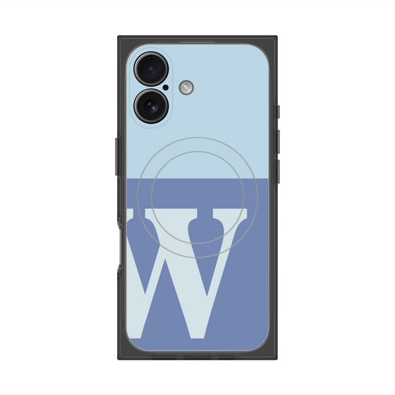 プレミアムスクエアケース with MagSafe［ オリジナル - initial two tone - W blue ］