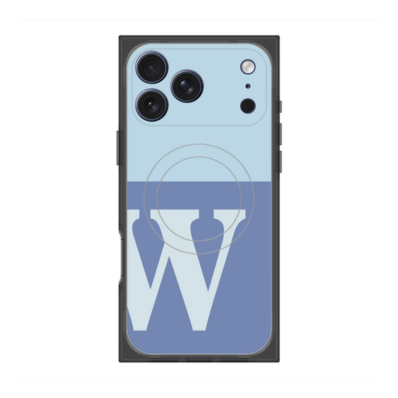 プレミアムスクエアケース with MagSafe［ オリジナル - initial two tone - W blue ］