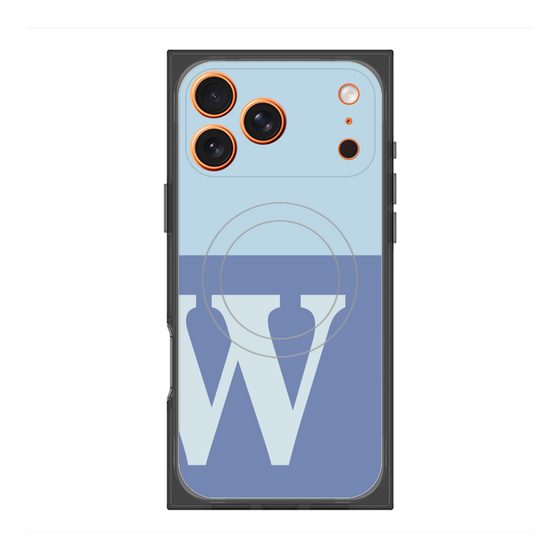 プレミアムスクエアケース with MagSafe［ オリジナル - initial two tone - W blue ］